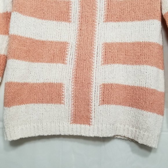 J Crew mixed stripe sweater ivory peach size S - Picture 3 of 8